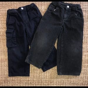 3t boys navy cargo pants & dark gray preppy cords
